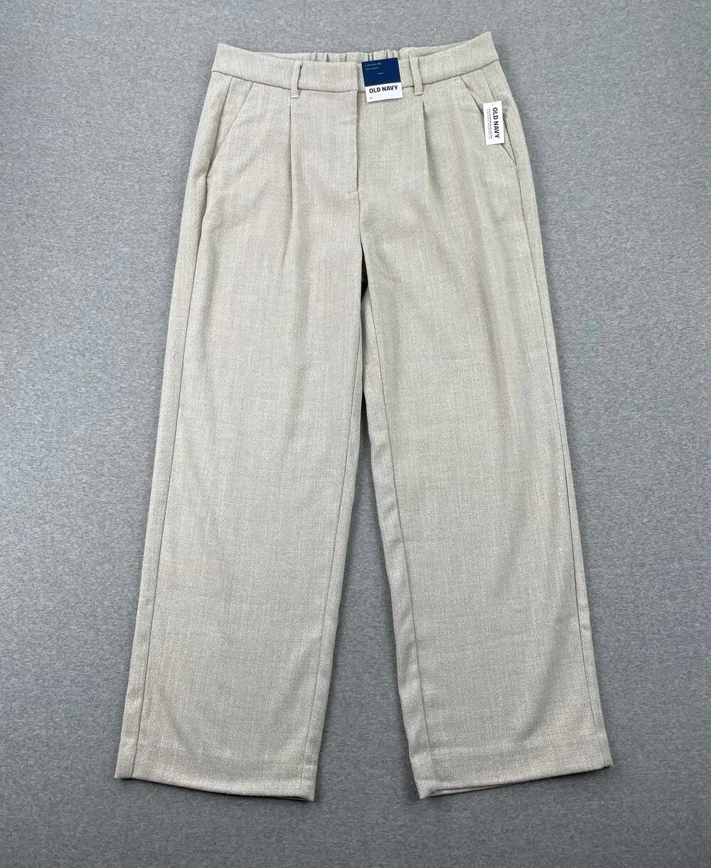 Old Navy Extra High Rise Taylor Wide Leg Trouser Pants Size L Herringbone Tweed